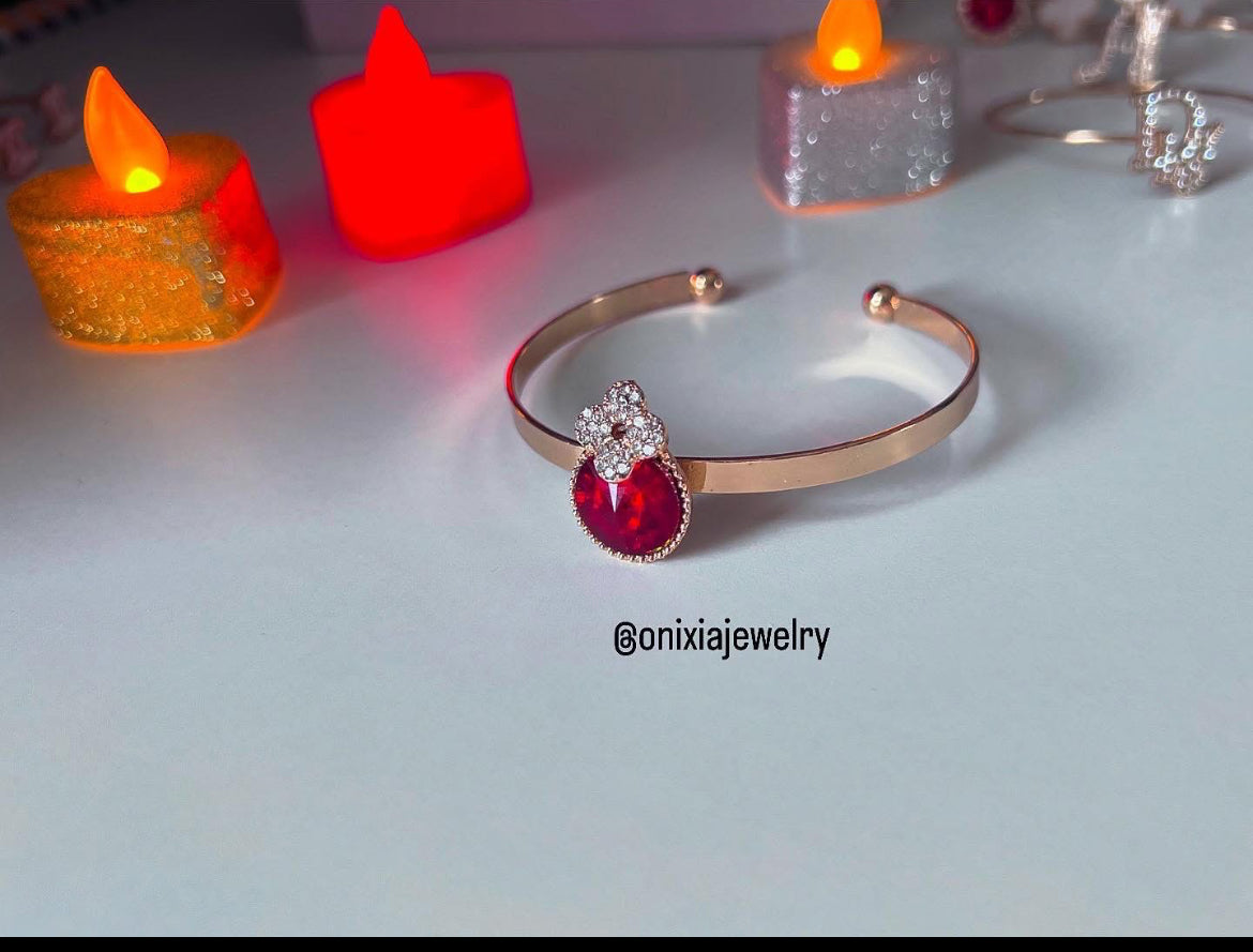 Bracelet fleur rouge