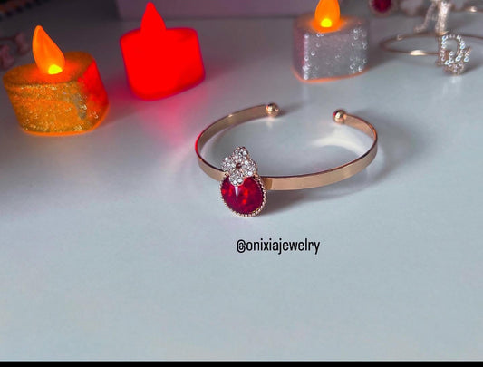 Bracelet fleur rouge