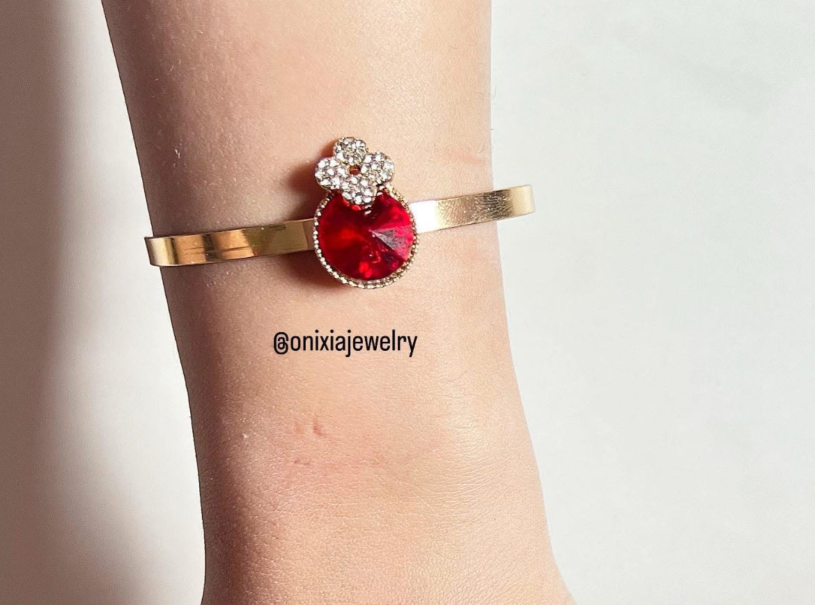 Bracelet fleur rouge